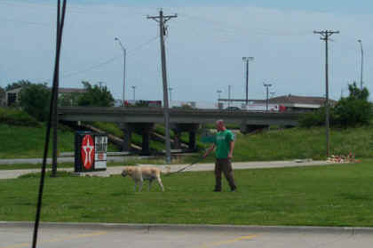 jeff and gossimer hanging out at a rest stop...