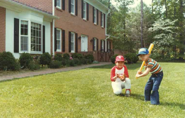 jimmy and me playing baseball...