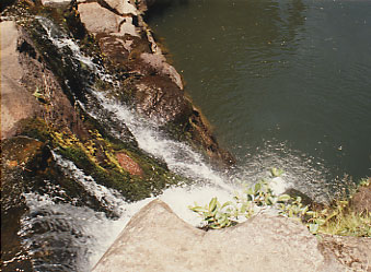 looking down one of maui's waterfalls...