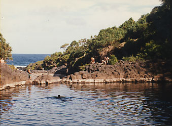 swimming in the falls area...