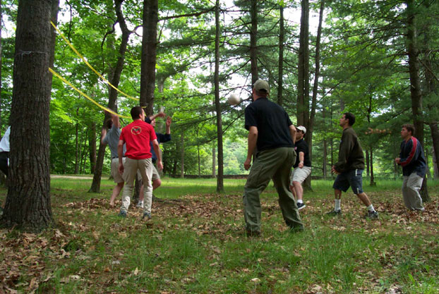 volleyball in the woods...